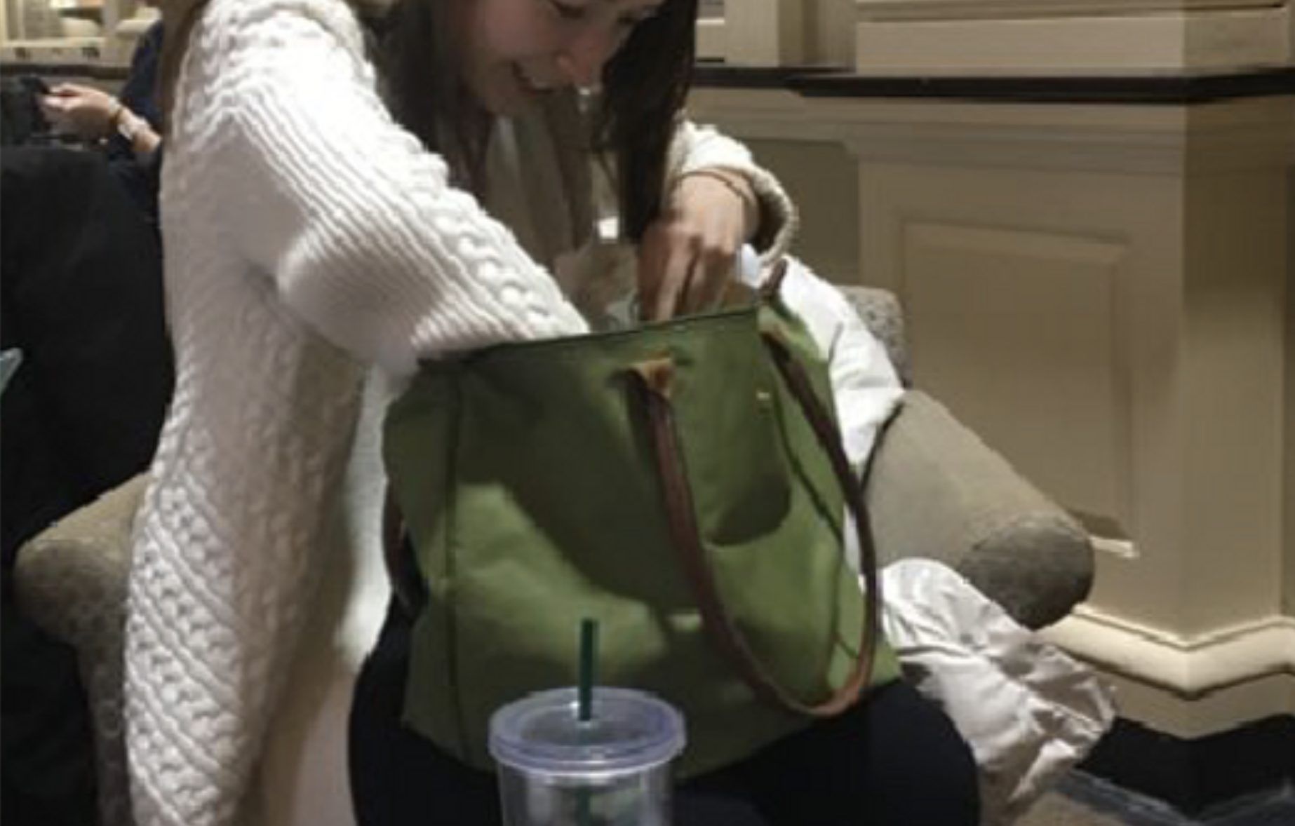 Elise and her Longchamps Tote.
